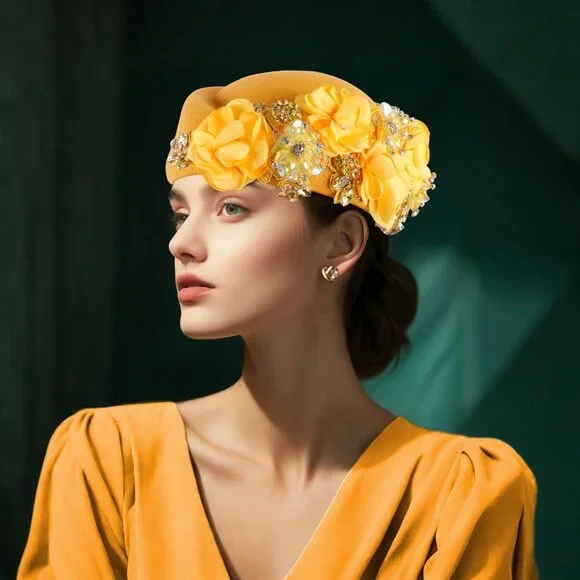 European and American retro British felt headscarf hat  display picture 2